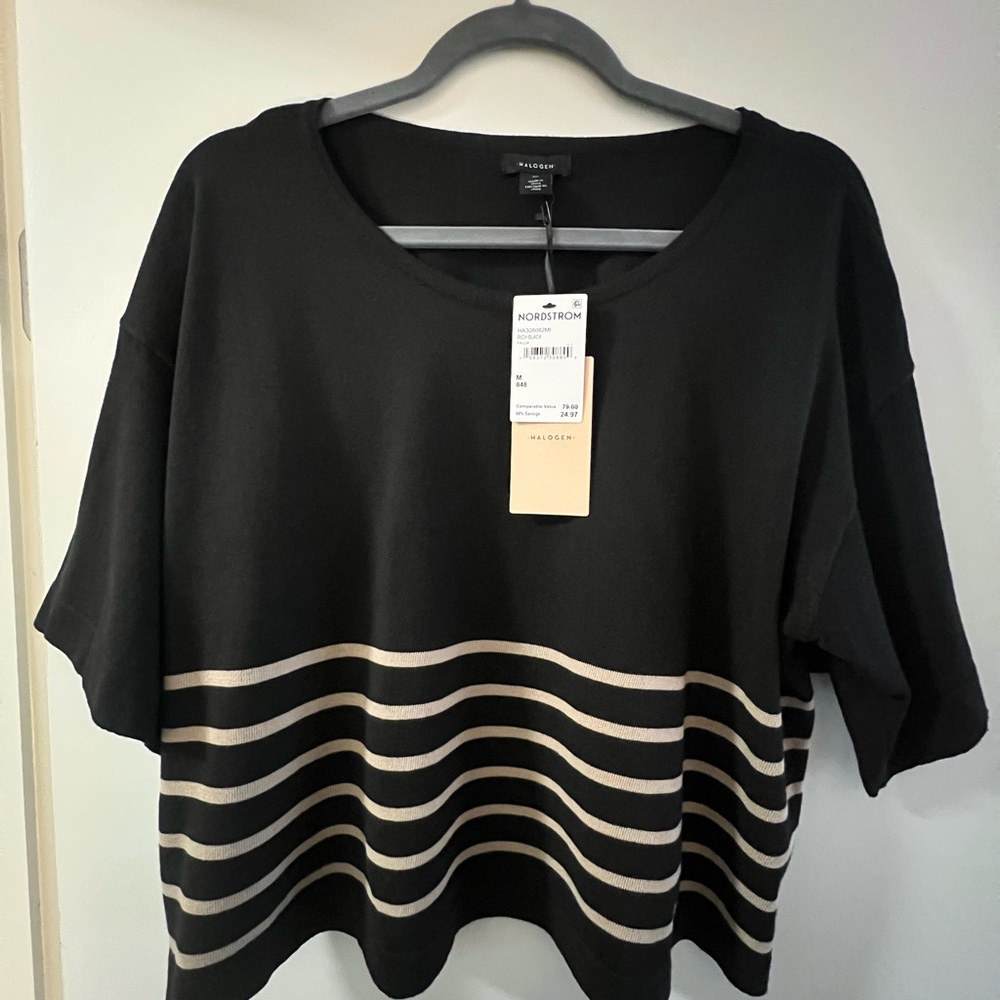Halogen Black and Tan Women's Crop Sweater